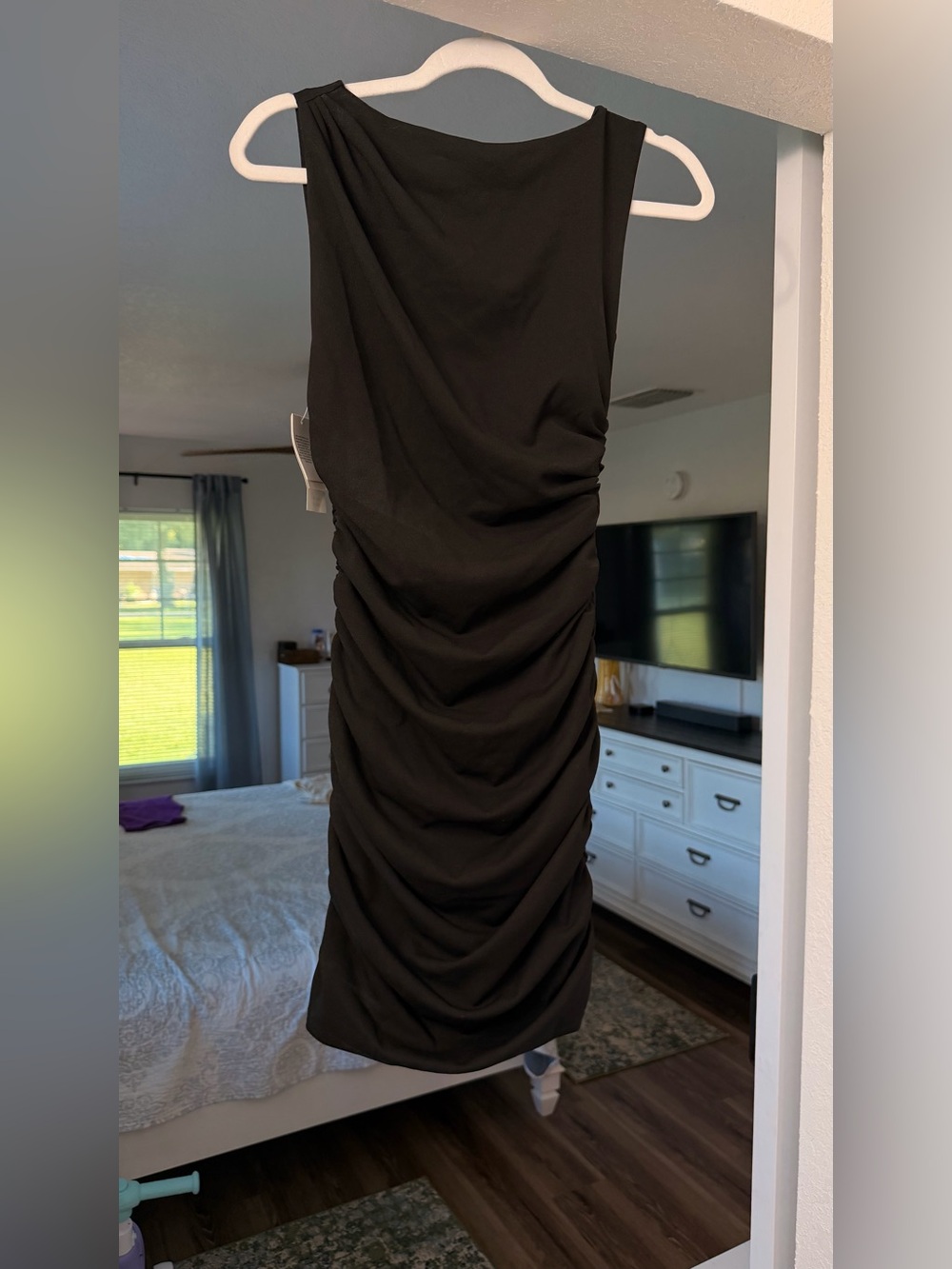Abercrombie & Fitch Black Ruched Sleeveless Mini Dress